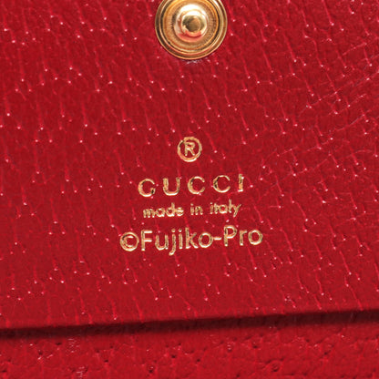 GUCCI × ドラえもん ミニGGスプリーム 二つ折り財布 コンパクトウォレット PVC レザー ブラウン レッド グッチ 財布・小物 GUCCI