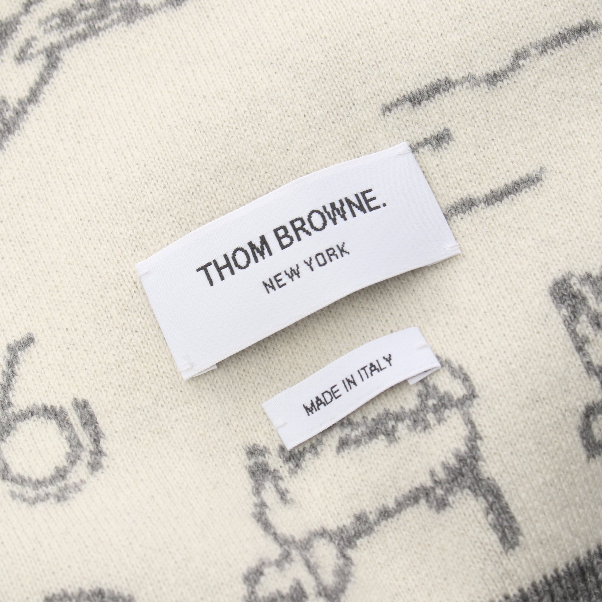 4BAR スカイシーン マフラー カシミヤ グレー トムブラウン 財布・小物 THOM BROWNE