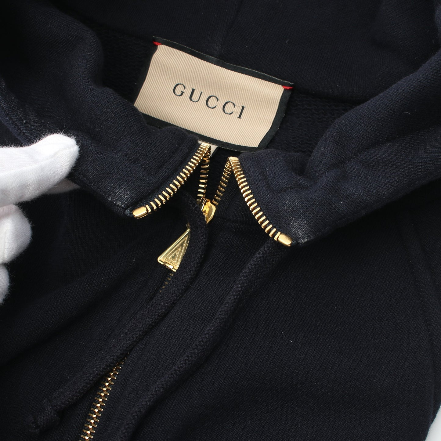 ウェブ＆GUCCIラベル付き スウェットシャツ ハーフジップ プルオーバーパーカー コットン ダークネイビー グッチ トップス GUCCI