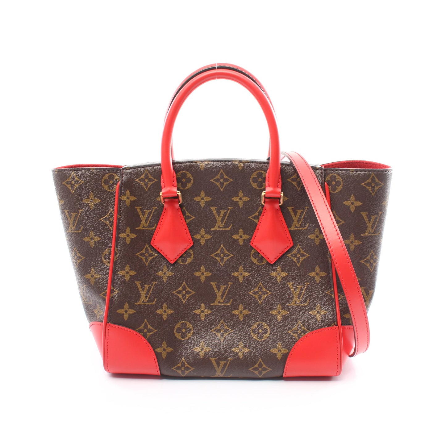 フェニックスPM モノグラム コクリコ ハンドバッグ PVC レザー ブラウン レッド 2WAY ルイヴィトン バッグ LOUIS VUITTON