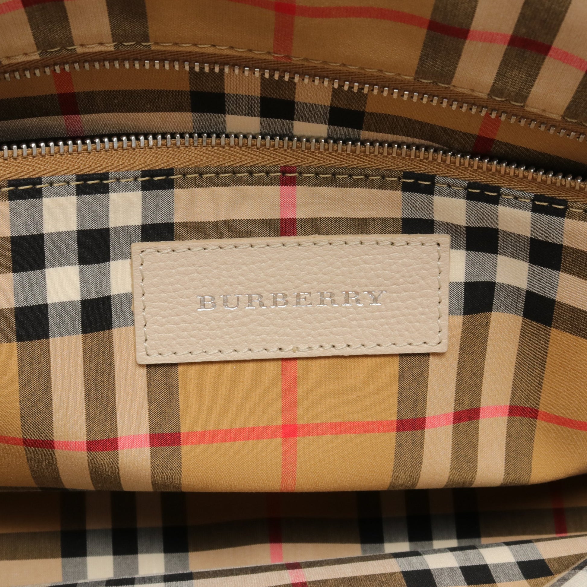 ミディアム バナー ハンドバッグ レザー アイボリー ライトブラウン 2WAY バーバリー バッグ BURBERRY