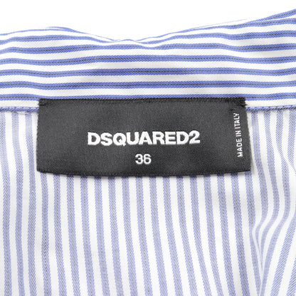 シャツワンピース ストライプ コットン ブルー ホワイト ディースクエアード ワンピース DSQUARED2