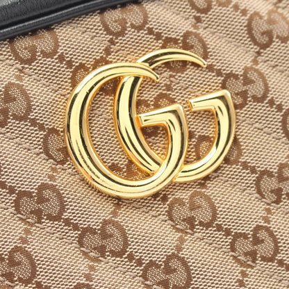 GGマーモント GGキャンバス チェーンショルダーバッグ キャンバス レザー ベージュ ブラック グッチ バッグ GUCCI