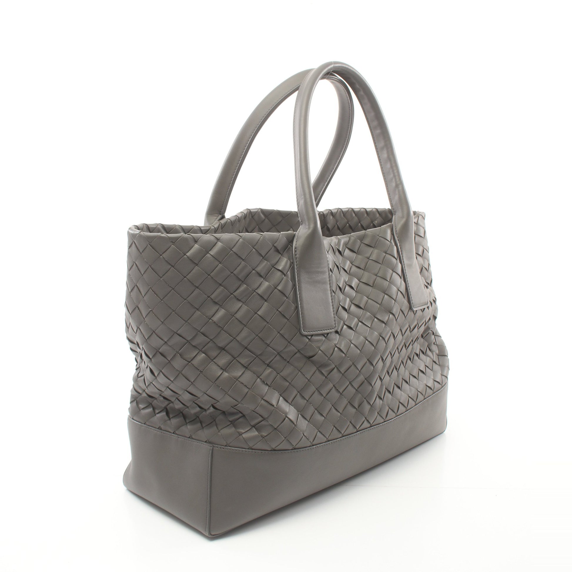 イントレチャート ハンドバッグ トートバッグ レザー グレー ボッテガヴェネタ バッグ BOTTEGA VENETA