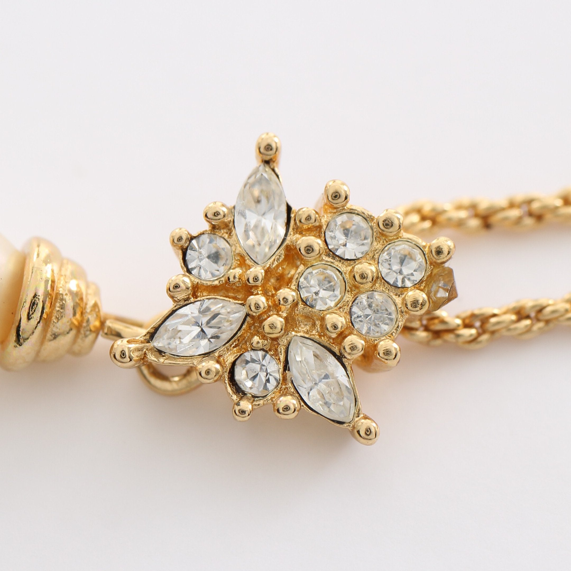 ネックレス GP フェイクパール ラインストーン ゴールド オフ