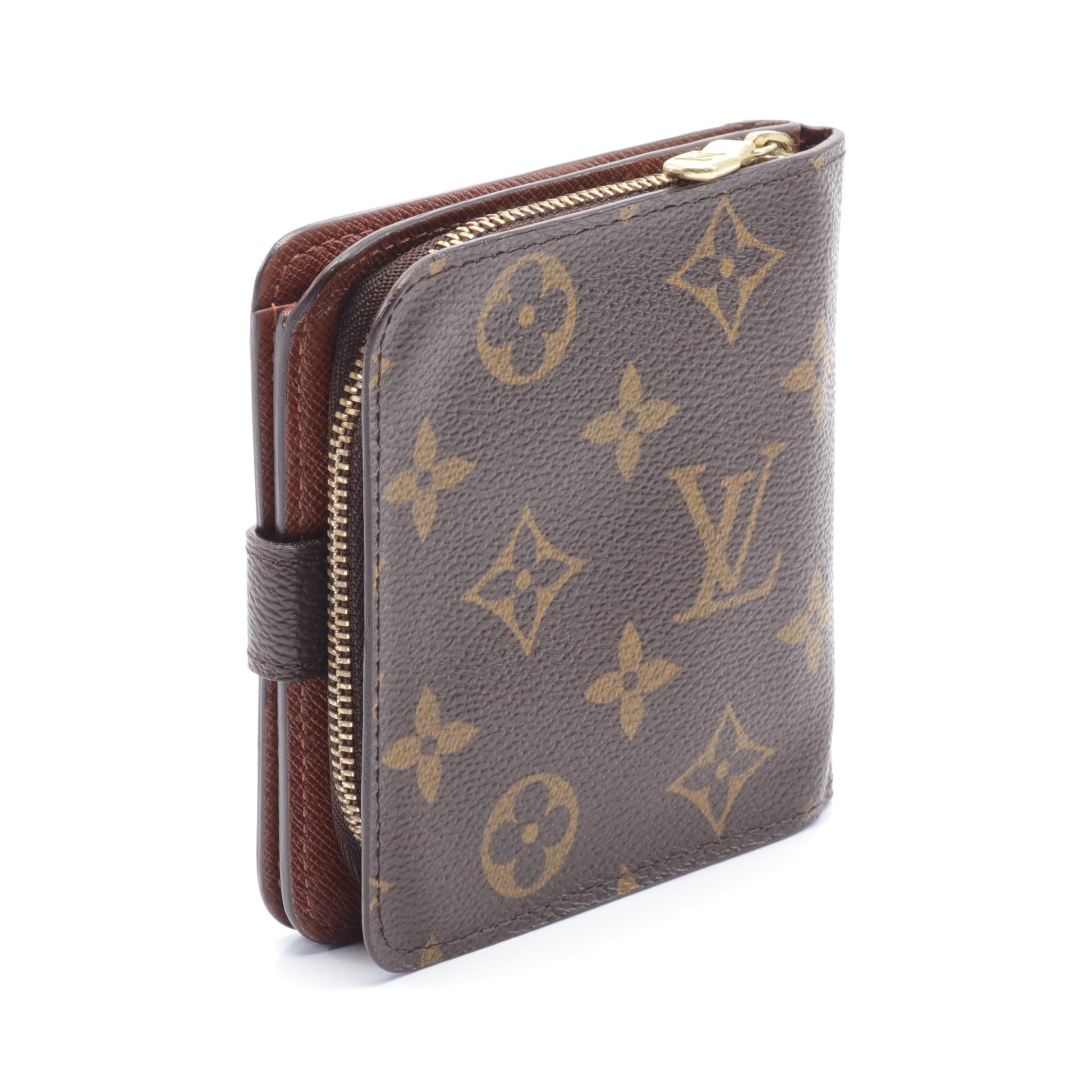 コンパクトジップ モノグラム 二つ折り財布 PVC ブラウン ルイヴィトン 財布・小物 LOUIS VUITTON