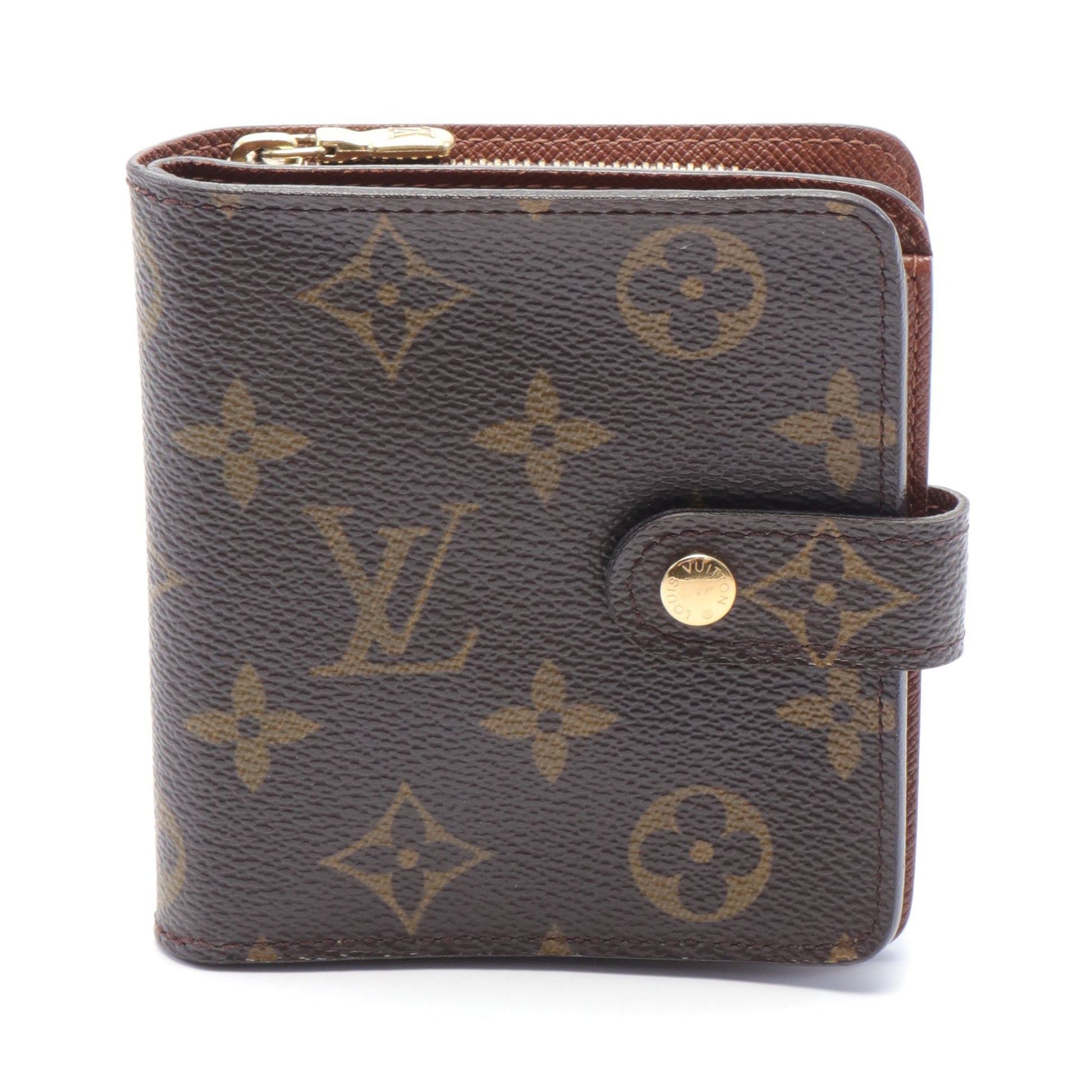 コンパクトジップ モノグラム 二つ折り財布 PVC ブラウン ルイヴィトン 財布・小物 LOUIS VUITTON