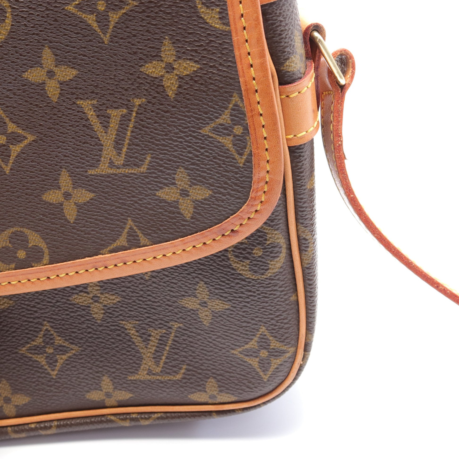 ソローニュ モノグラム ショルダーバッグ PVC レザー ブラウン ルイヴィトン バッグ LOUIS VUITTON