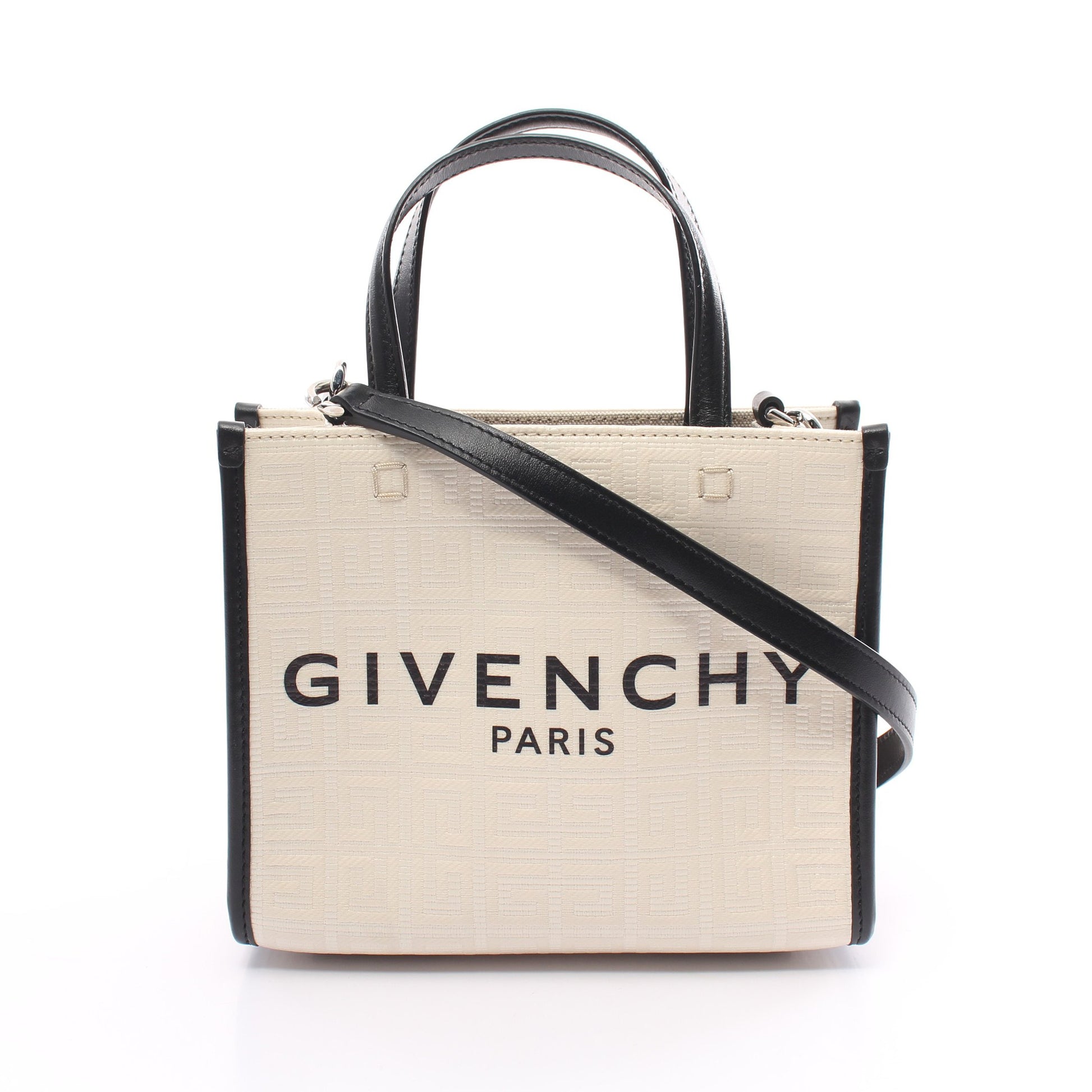 G-TOTE MINI ハンドバッグ コーティングキャンバス レザー オフホワイト ブラック 2WAY ジバンシィ バッグ GIVENCHY