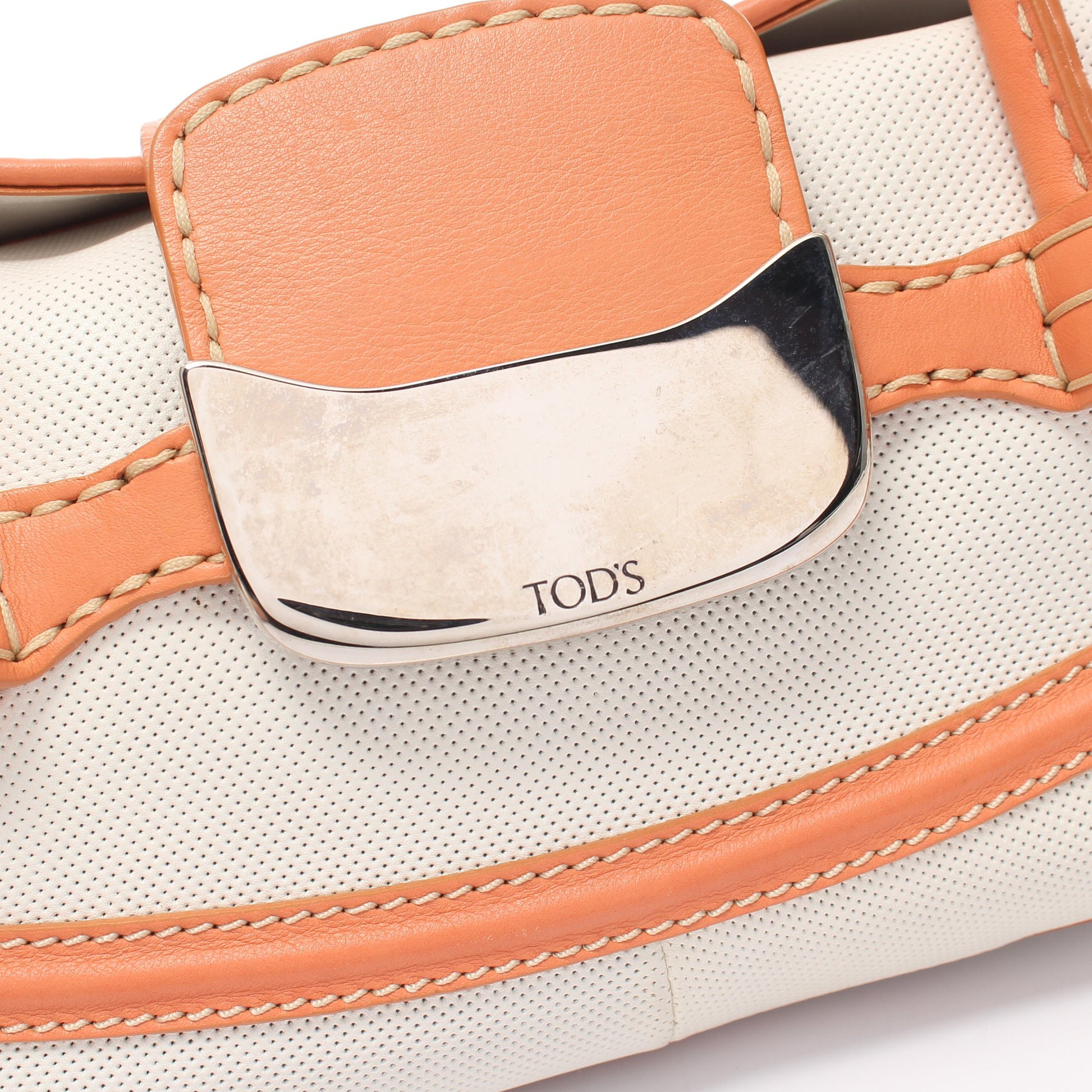 ショルダーバッグ レザー ホワイト コーラルオレンジ トッズ バッグ TOD'S