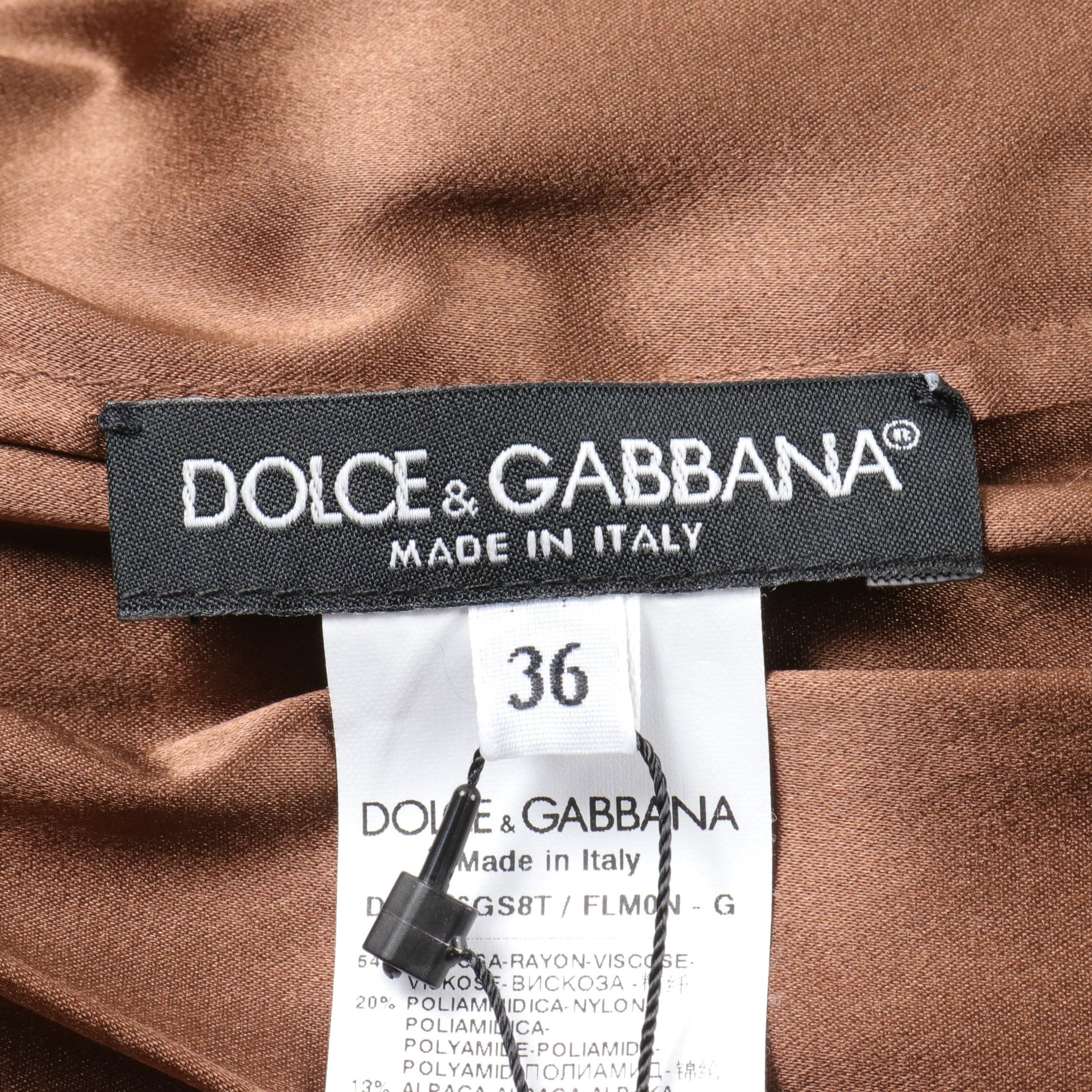 ワンピース レース ツイードプリント レーヨン ナイロン アルパカ ウール ブラウン ドルチェアンドガッバーナ ワンピース DOLCE&GABBANA