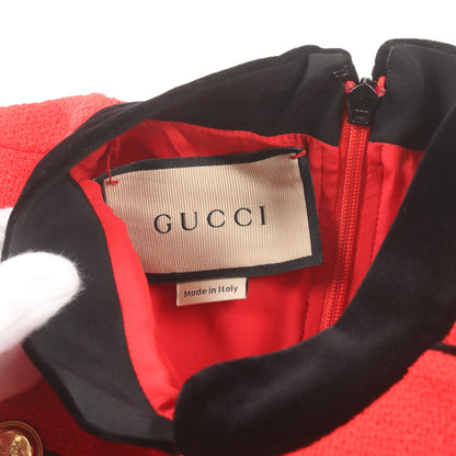 ワンピース 長袖 ウール レッド ブラック グッチ ワンピース GUCCI