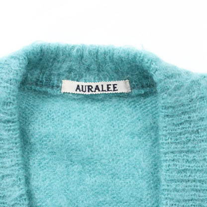 BRUSHED SUPER KID MOHAIR KNIT ロング カーディガン モヘヤ ウール ターコイズブルー オーラリー トップス AURALEE