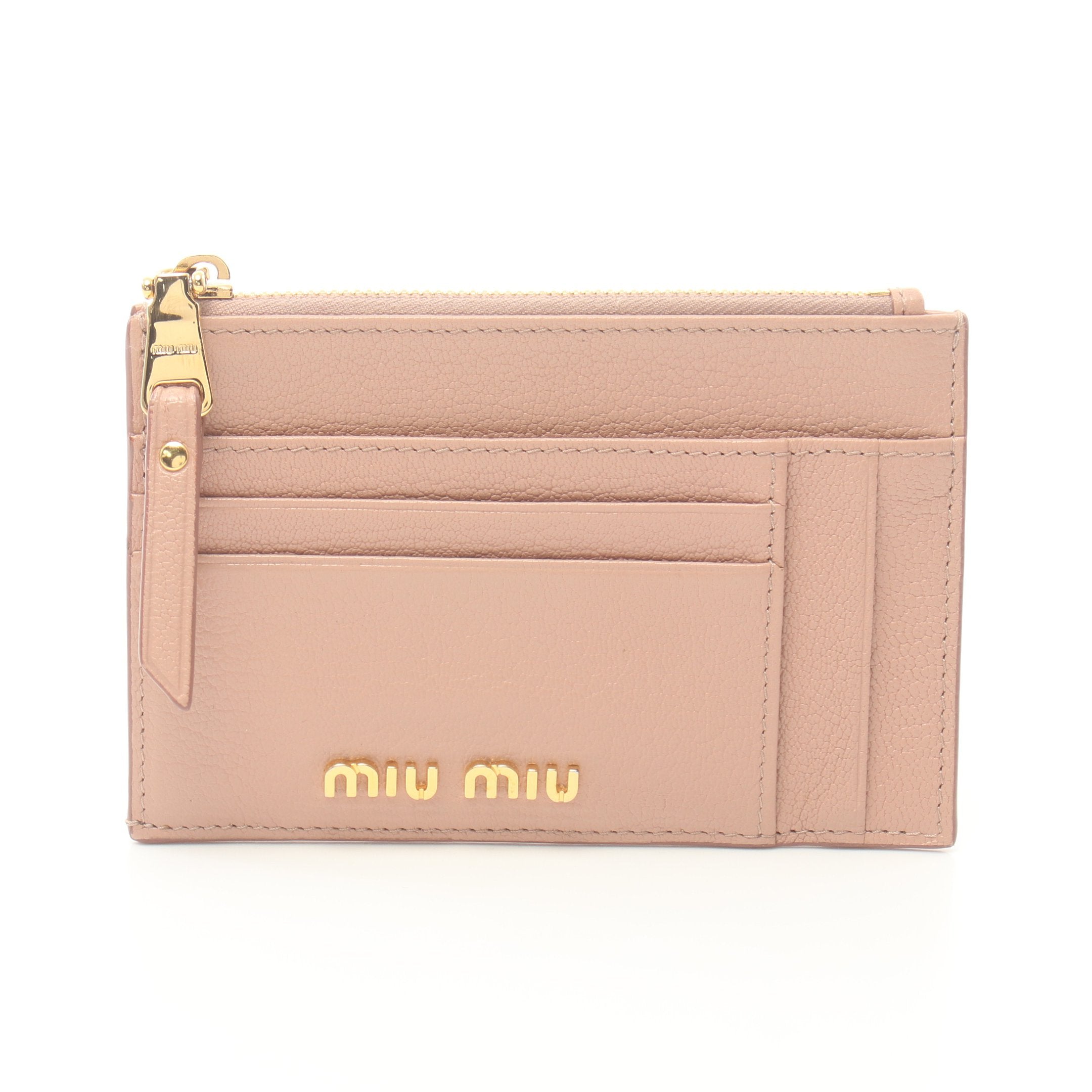 ■新品同様■ miumiu ミュウミュウ マドラス レザー パール ケース パース 小銭入れ カード入れ ライトピンク系 FI5484 MIUMIU ミュウミュウ マドラスパール キーケース レザー レディース