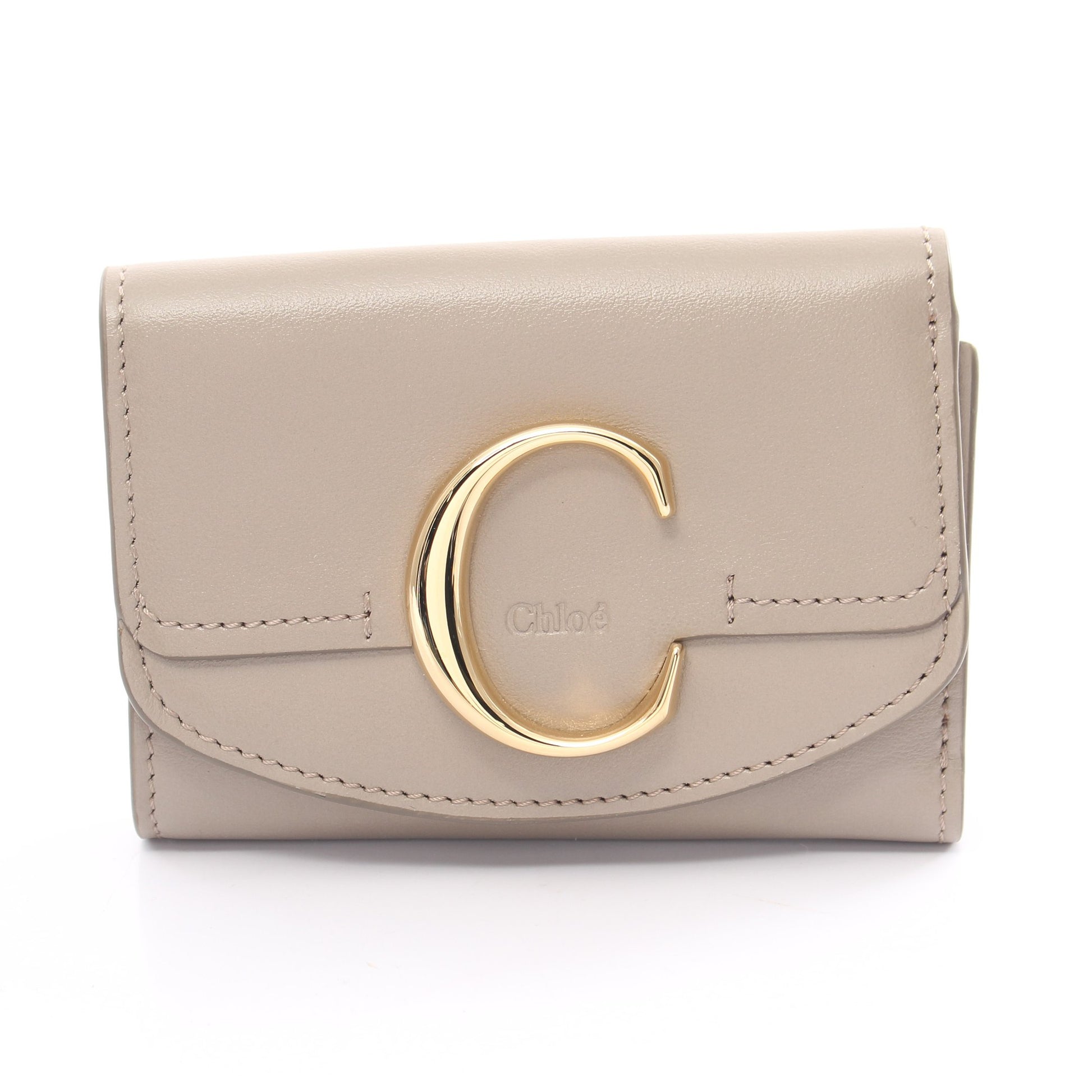 CHLOE C クロエシー 三つ折り財布 コンパクトウォレット レザー グレーベージュ クロエ 財布・小物 Chloe