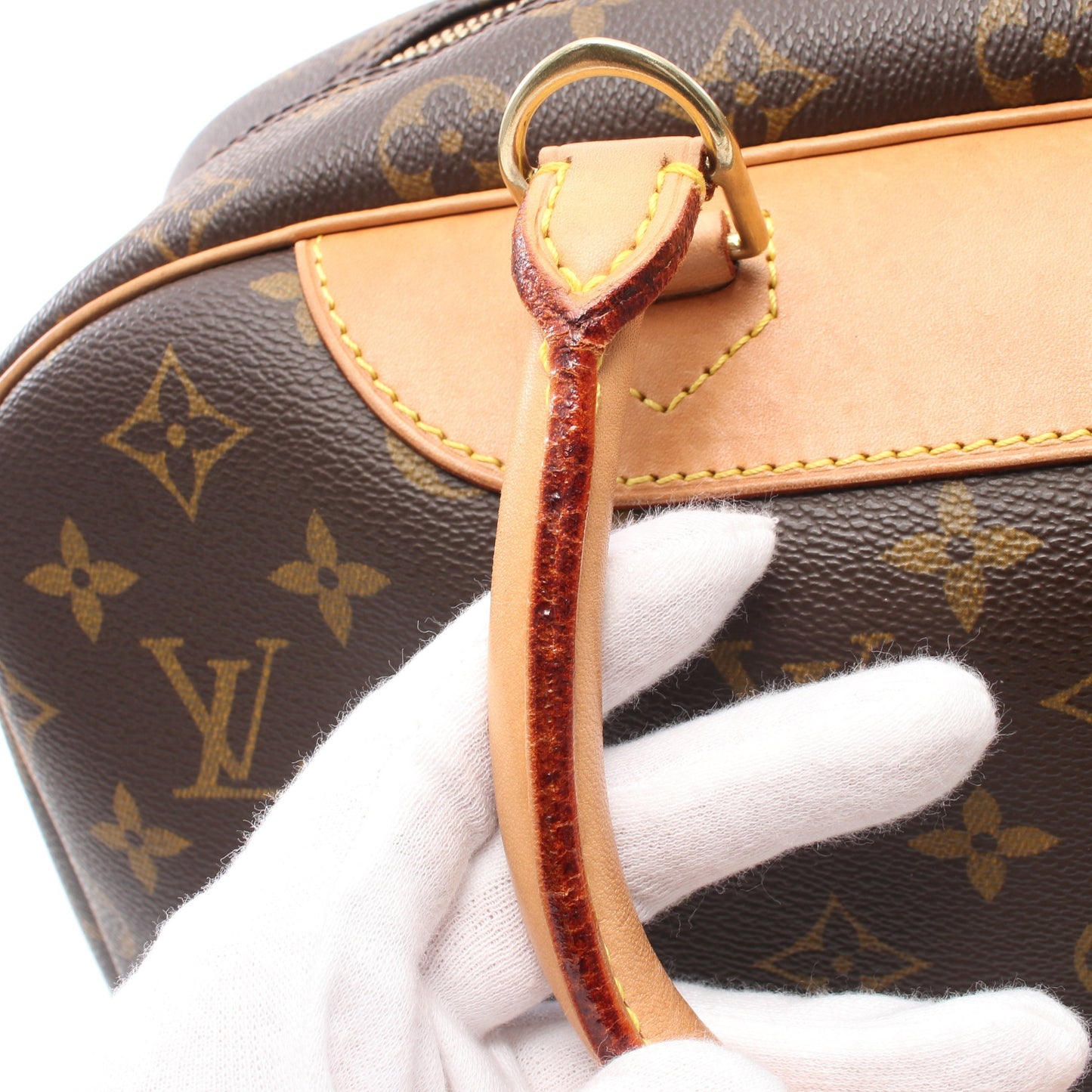 ドーヴィル ボーリングヴァニティ モノグラム ハンドバッグ PVC レザー ブラウン ルイヴィトン バッグ LOUIS VUITTON