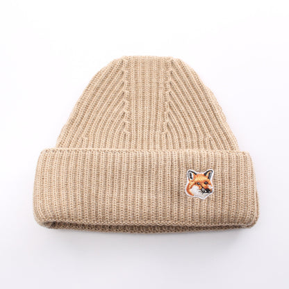 FOX HEAD PATCH RIBBED HAT ニット キャップ ビーニー ウール ベージュ メゾンキツネ 財布・小物 MAISON KITSUNE