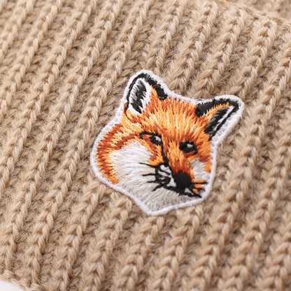 FOX HEAD PATCH RIBBED HAT ニット キャップ ビーニー ウール ベージュ メゾンキツネ 財布・小物 MAISON KITSUNE