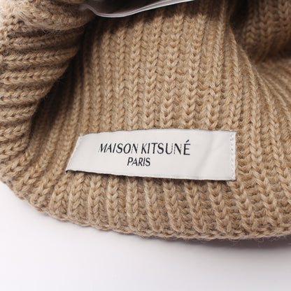 FOX HEAD PATCH RIBBED HAT ニット キャップ ビーニー ウール ベージュ メゾンキツネ 財布・小物 MAISON KITSUNE