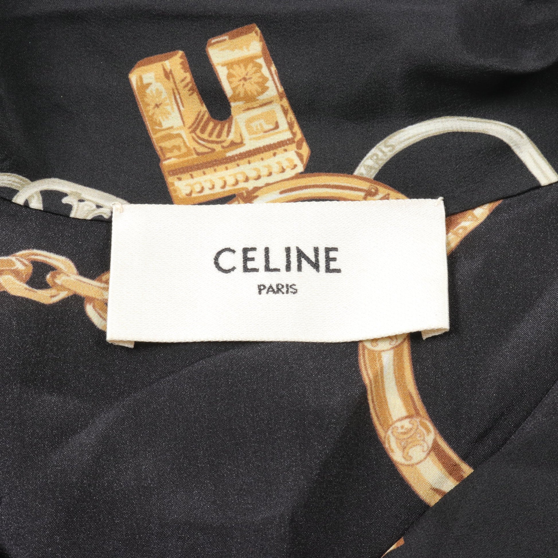 LAVALLIERE ワンピース ボウタイ 総柄 シルク ブラック マルチカラー セリーヌ ワンピース CELINE