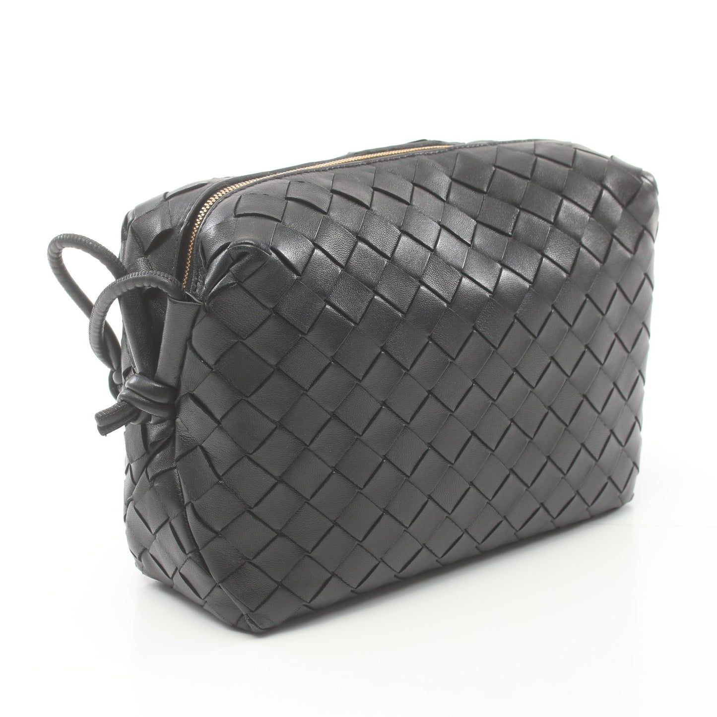 ループ イントレチャート ミディアム ショルダーバッグ レザー ブラック ボッテガヴェネタ バッグ BOTTEGA VENETA