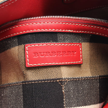 ASHBY MEDIUM CANVAS CHECK HOBO ショルダーバッグ リネンキャンバス レザー ライトブラウン レッド マルチカラー 2WAY バーバリー バッグ BURBERRY