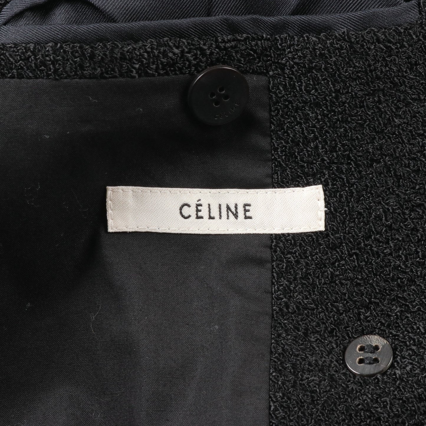 コート ビスコース ウール ブラック ダブルブレスト セリーヌ アウター CELINE