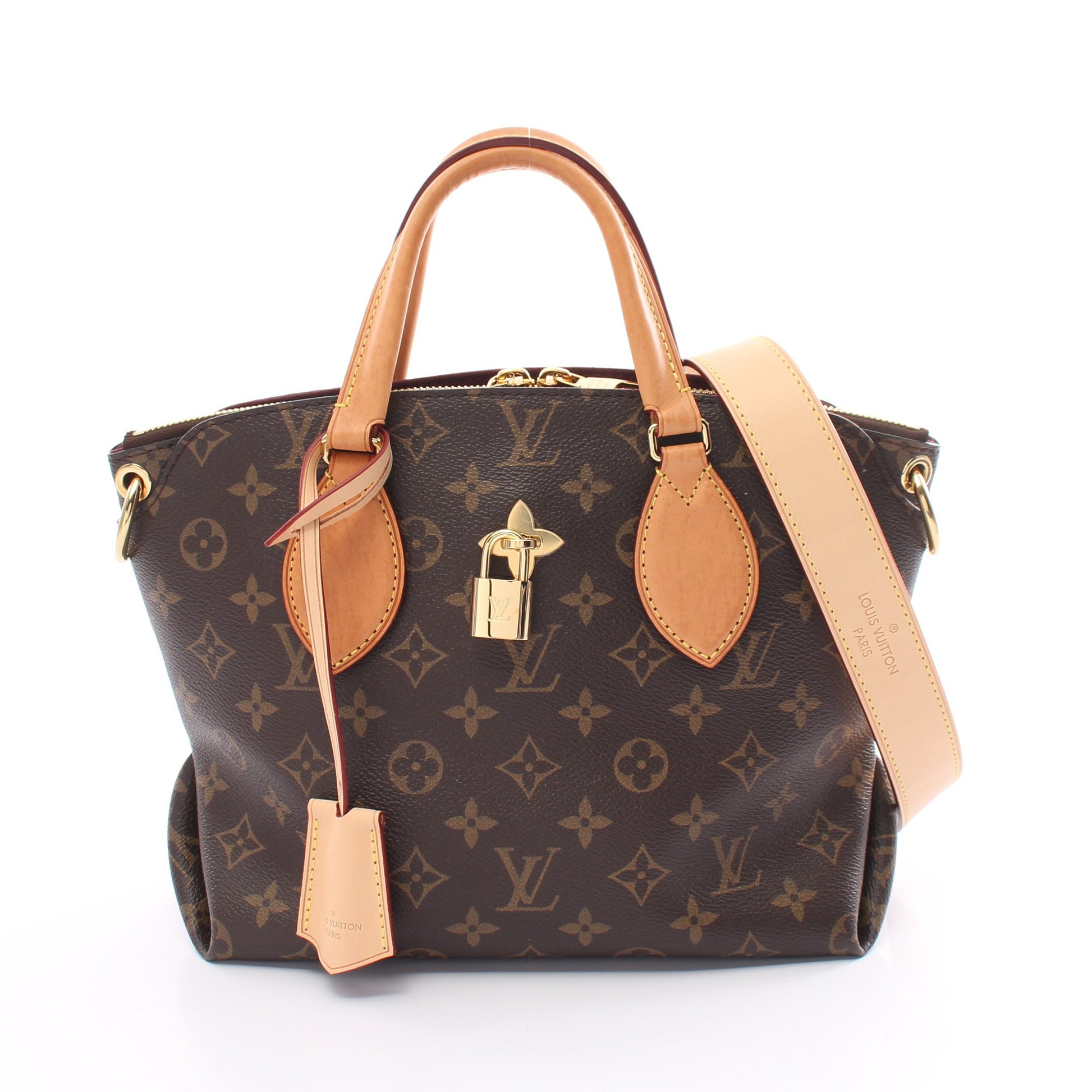 フラワージップドトートPM モノグラム ハンドバッグ トートバッグ PVC レザー ブラウン 2WAY ルイヴィトン バッグ LOUIS VUITTON