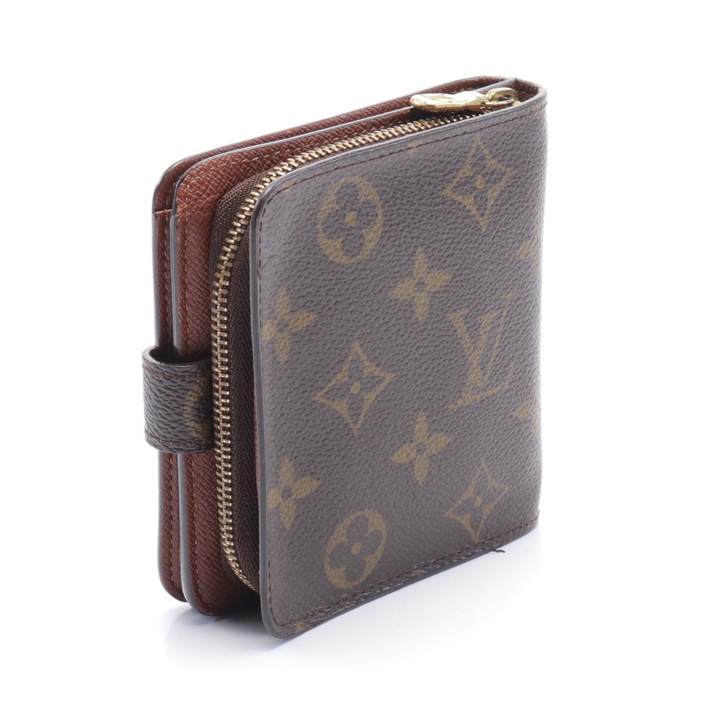 コンパクトジップ モノグラム 二つ折り財布 PVC ブラウン ルイヴィトン 財布・小物 LOUIS VUITTON