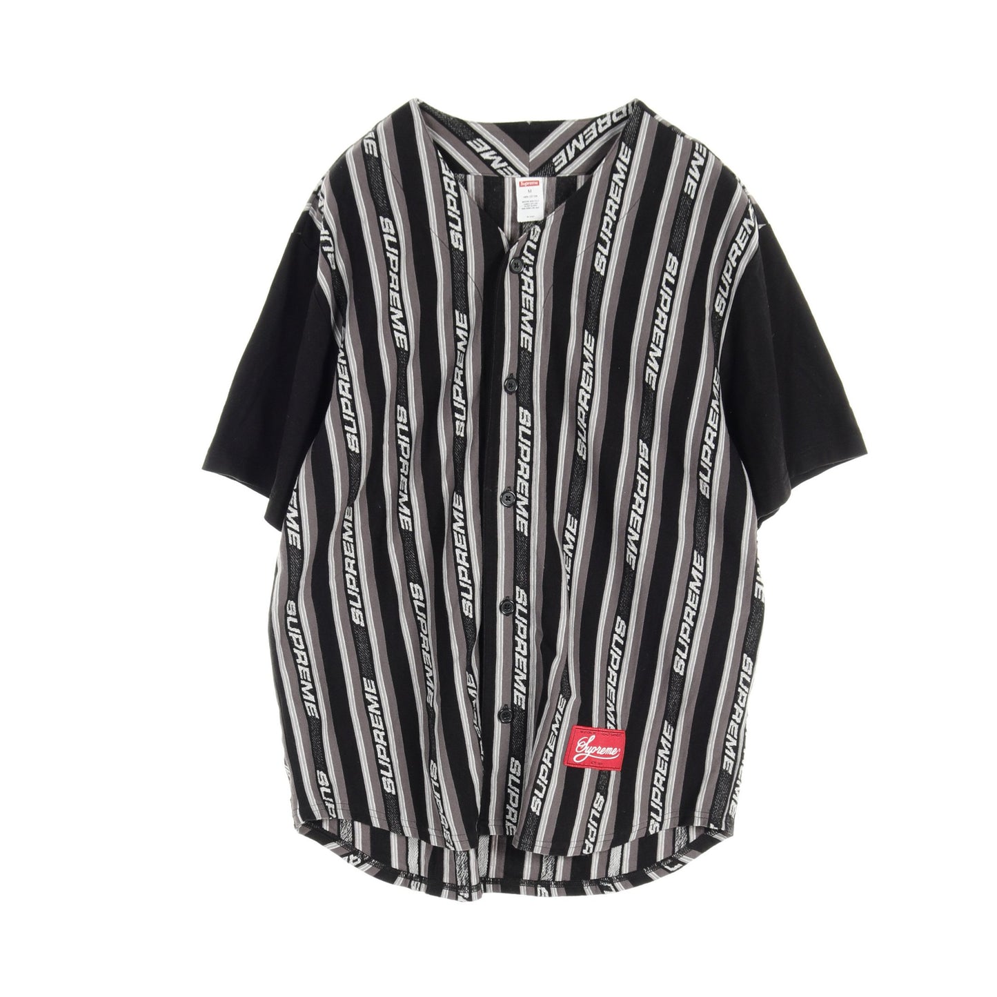 Jacquard Logo Baseball Jersey ベースボール シャツ コットン ブラック グレー シュプリーム トップス Supreme