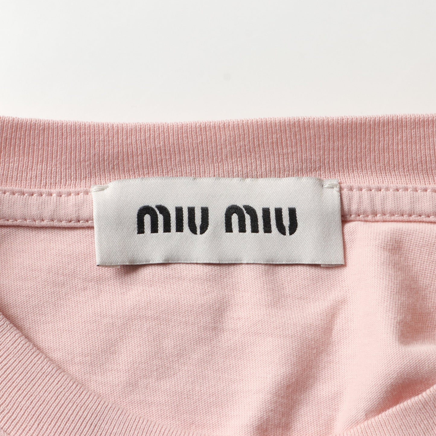 ロング Tシャツ 長袖 ロゴワッペン コットン ライトピンク ミュウミュウ トップス miu miu