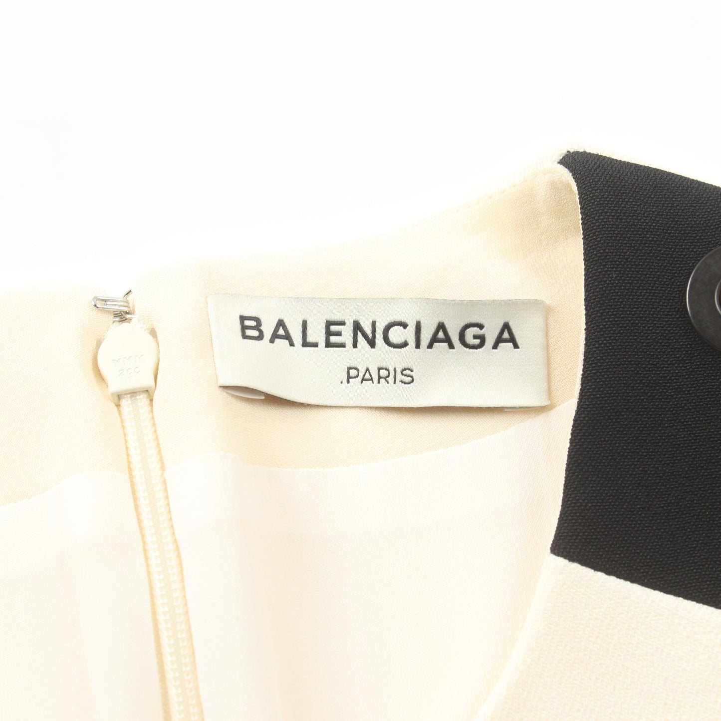 ワンピース ノースリーブ レーヨン オフホワイト ブラック バレンシアガ ワンピース BALENCIAGA