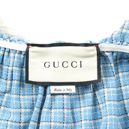 ワンピース チェック コットン ライトブルー ホワイト マルチカラー グッチ ワンピース GUCCI