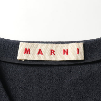 ワンピース Vネック ノースリーブ コットン ブラック マルニ ワンピース MARNI