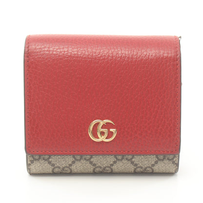 GGマーモント GGスプリーム 二つ折り財布 PVC レザー ベージュ レッド グッチ 財布・小物 GUCCI