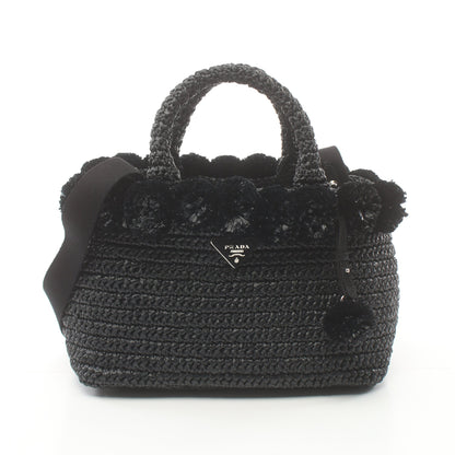 RAFIA CROCHET ハンドバッグ トートバッグ ラフィア ブラック 2WAY プラダ バッグ PRADA