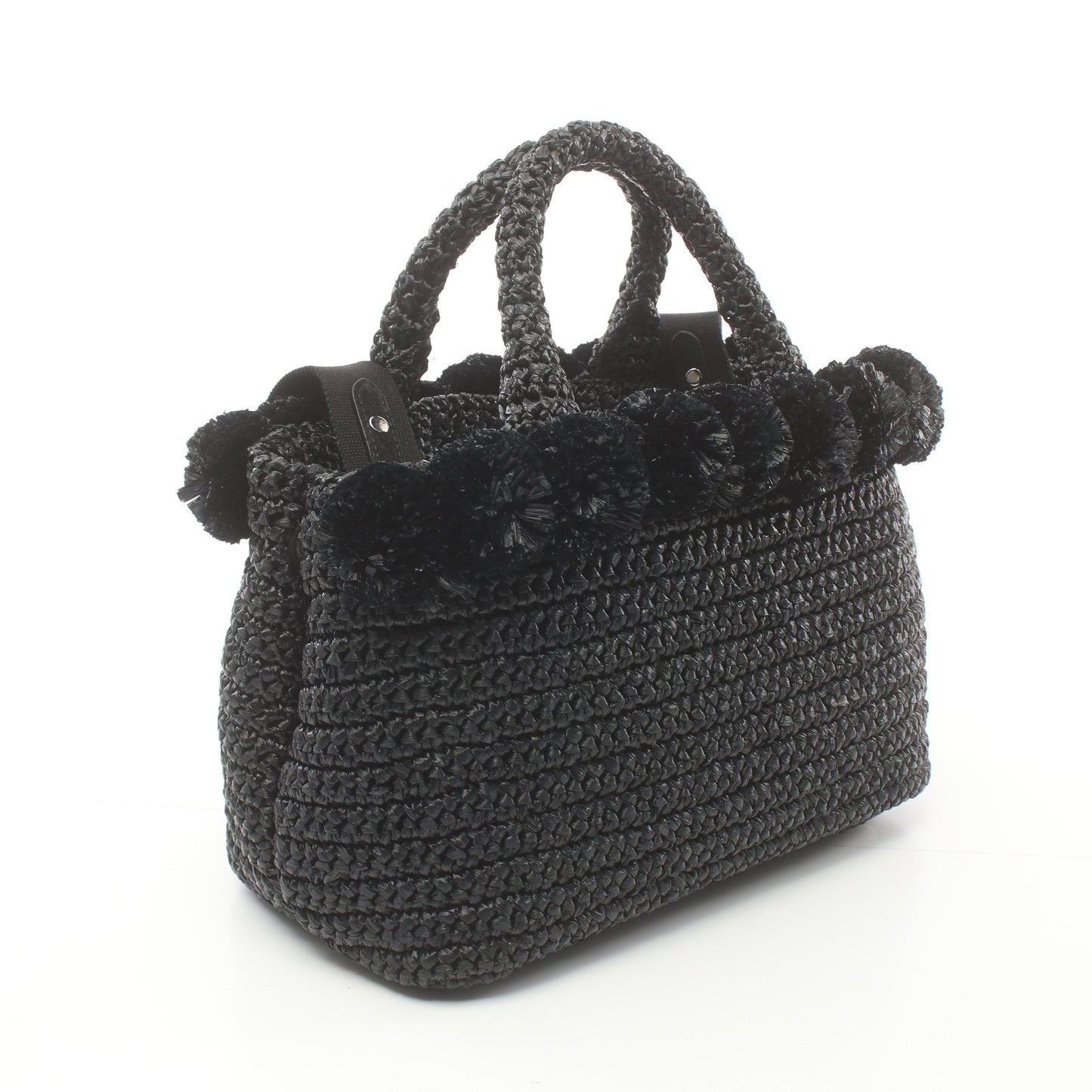 RAFIA CROCHET ハンドバッグ トートバッグ ラフィア ブラック 2WAY プラダ バッグ PRADA