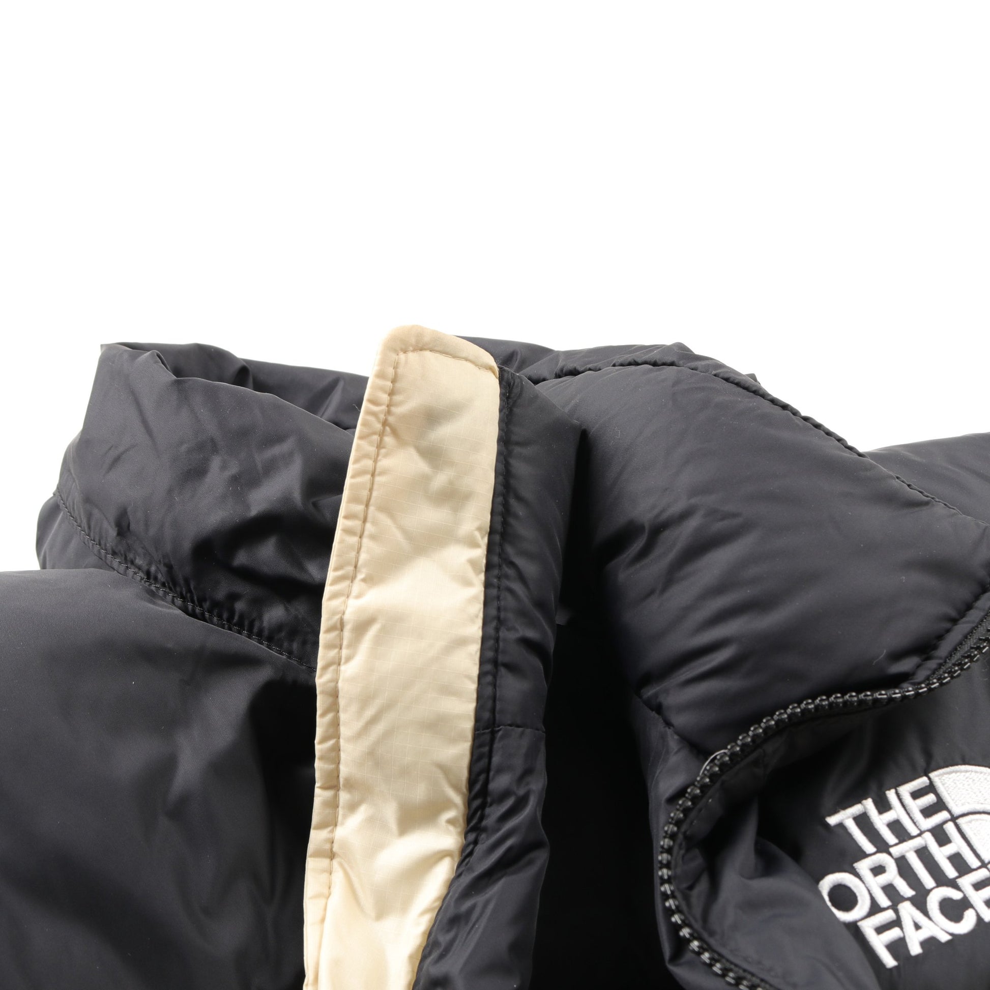 1996 RETRO NUPTSE JACKET ダウンジャケット ナイロン ライトベージュ ブラック フード付き ザノースフェイス アウター THE NORTH FACE