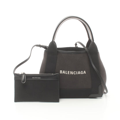 ネイビーカバ XS ハンドバッグ キャンバス レザー ブラック 2WAY バレンシアガ バッグ BALENCIAGA