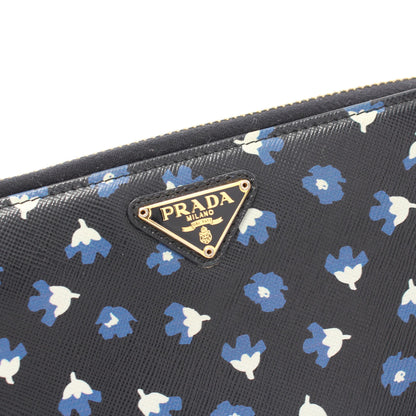 SAFFIANO PRINT ラウンドファスナー長財布 サフィアーノレザー ブラック ブルー プラダ 財布・小物 PRADA