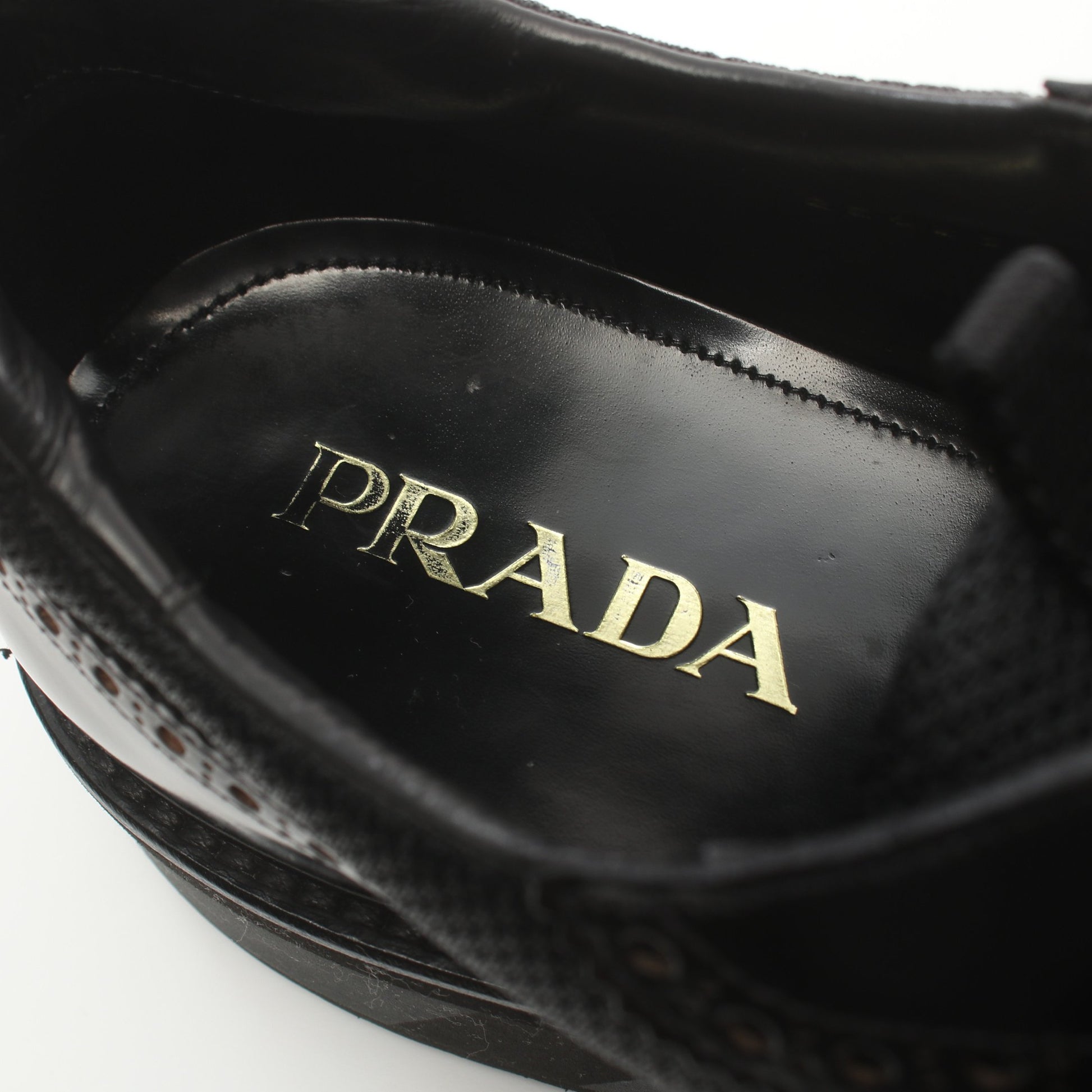 スニーカー レザー ナイロン ブラック ベルクロ ウイングチップ プラダ シューズ PRADA