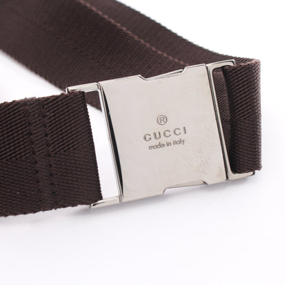 GGキャンバス ボディバッグ ウエストバッグ キャンバス レザー ベージュ ダークブラウン グッチ バッグ GUCCI