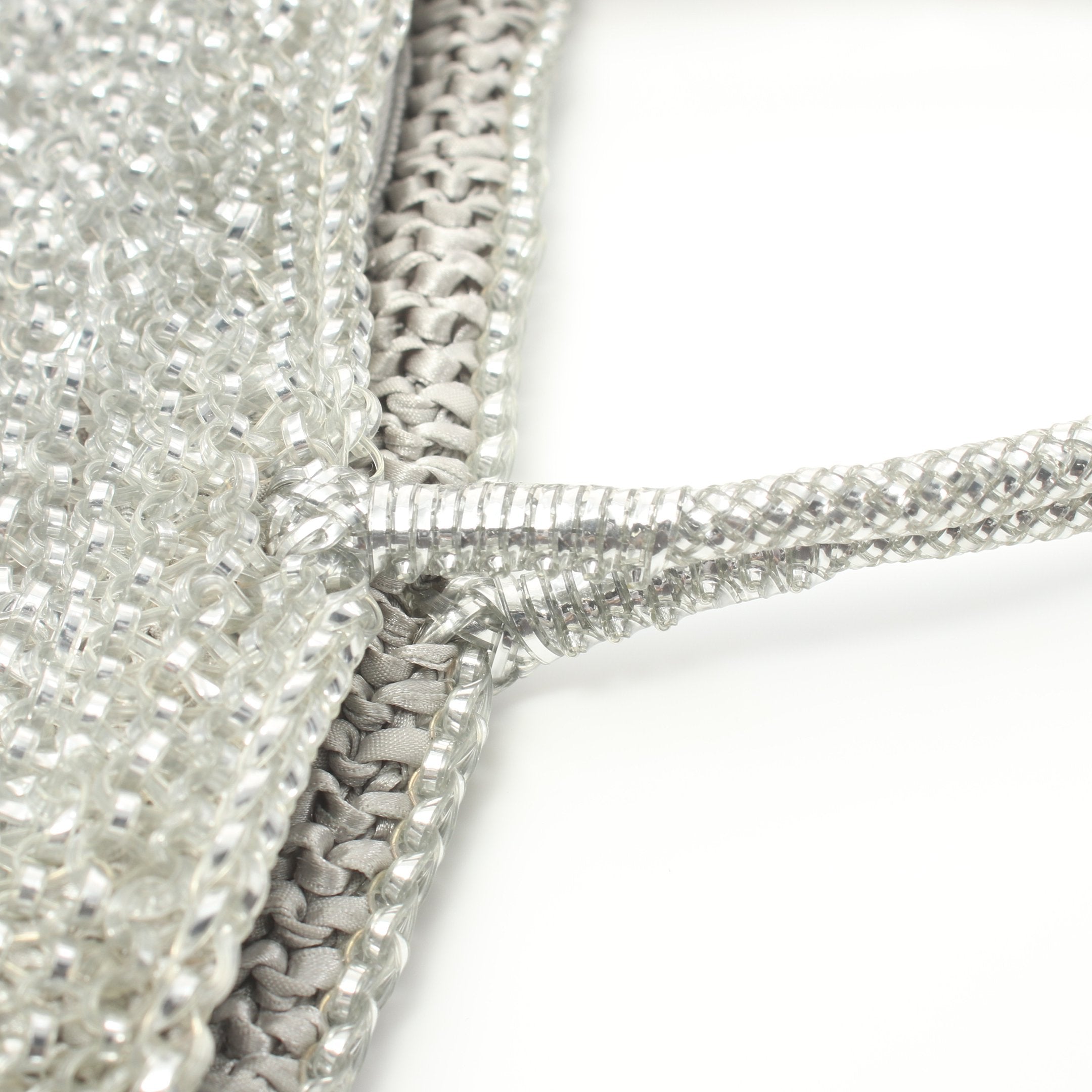 ワイヤー グリッター スクエア ハンドバッグ PVC シルバー クリア