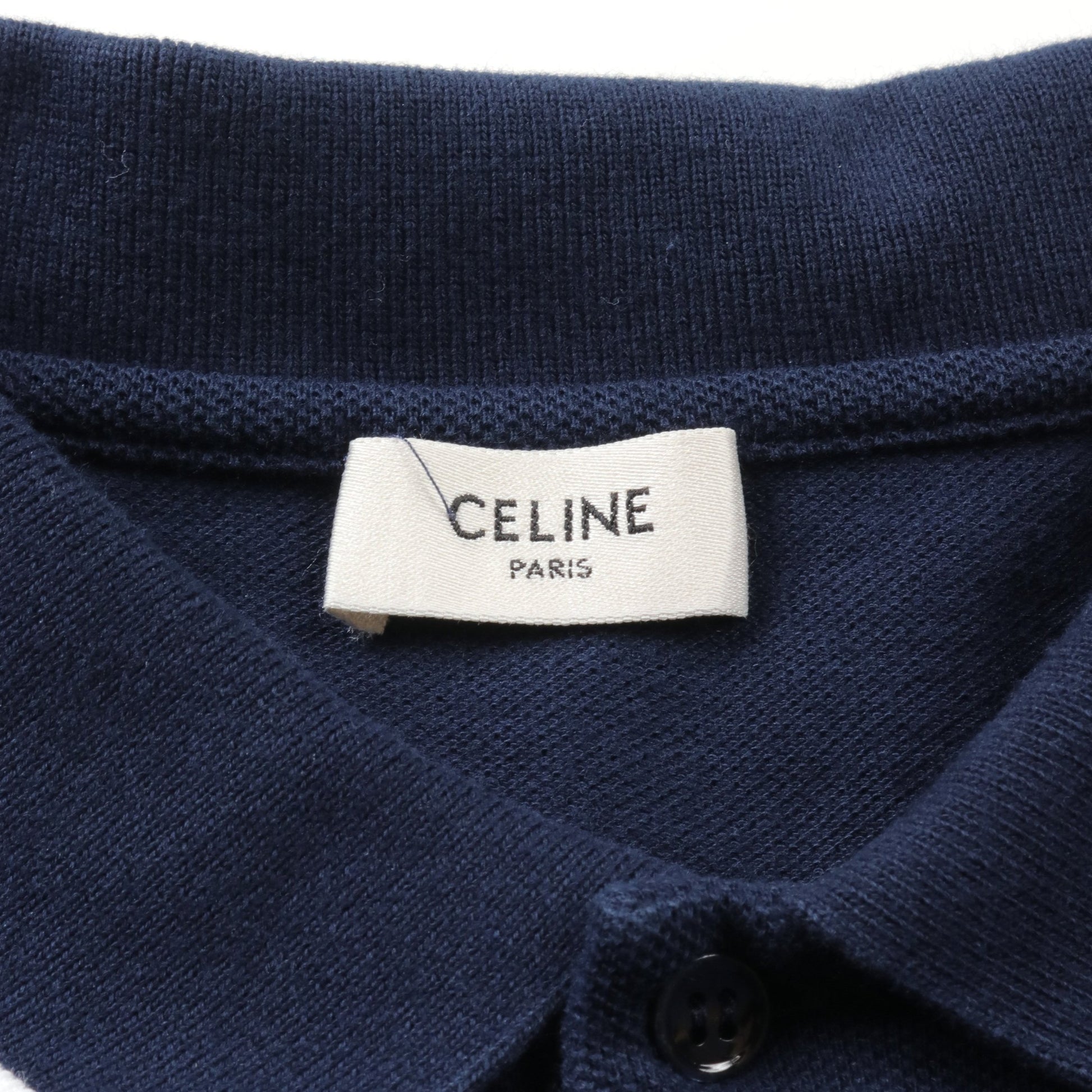 ポロシャツ ロゴ刺繍 コットン ネイビー セリーヌ トップス CELINE