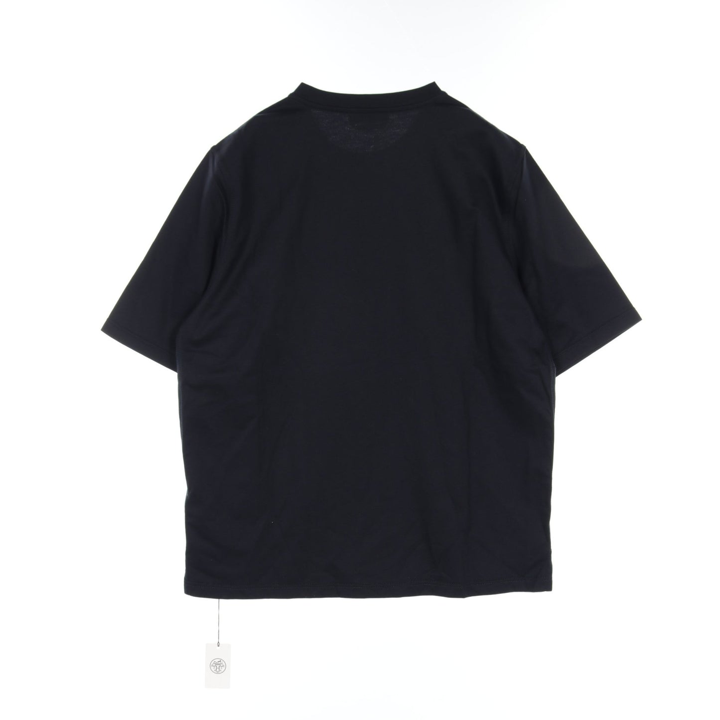 Tシャツ クルーネック レザーパッチ コットン ネイビー 23AW エルメス