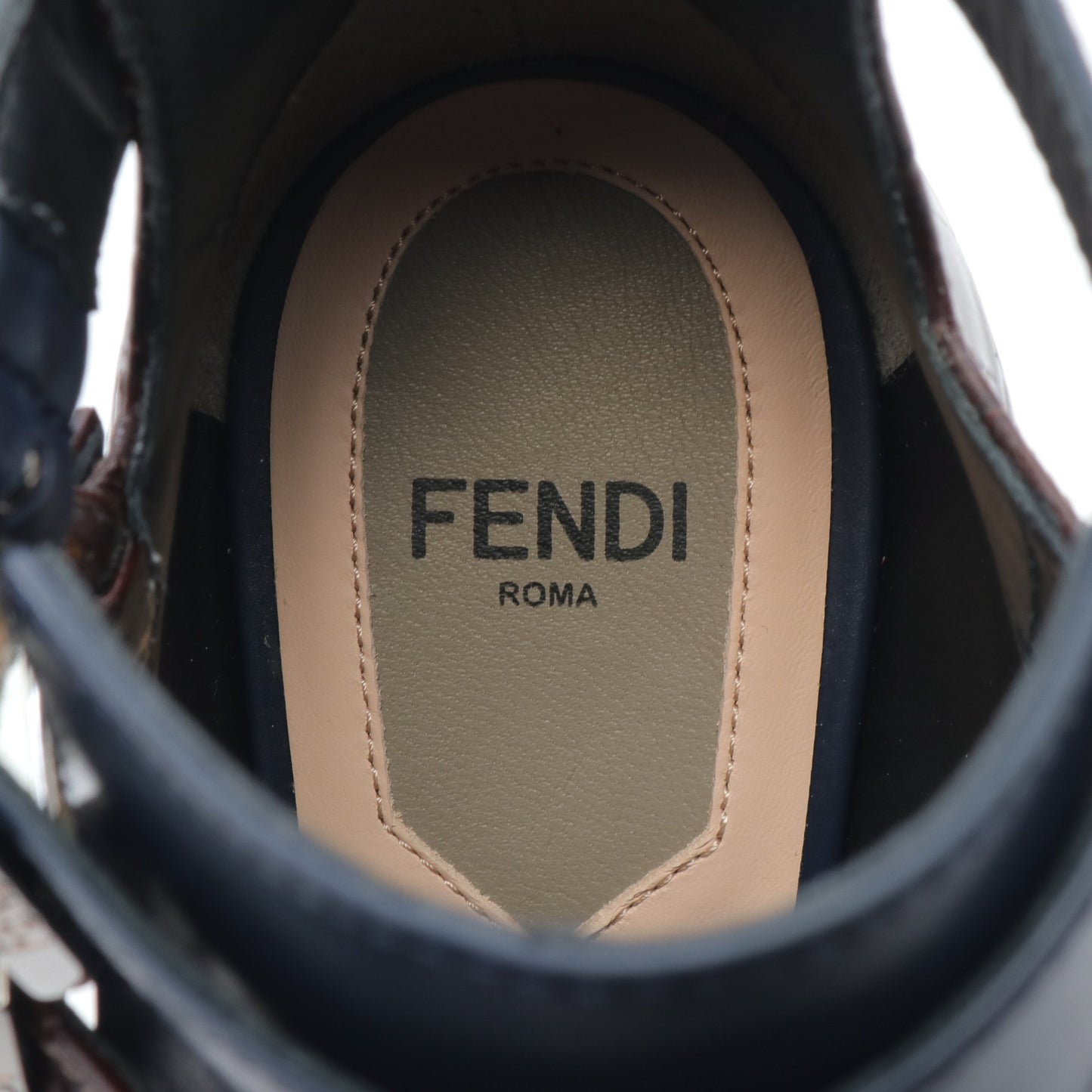 ブーツ レザー ネイビー ボルドー クロコ型押し フェンディ シューズ FENDI