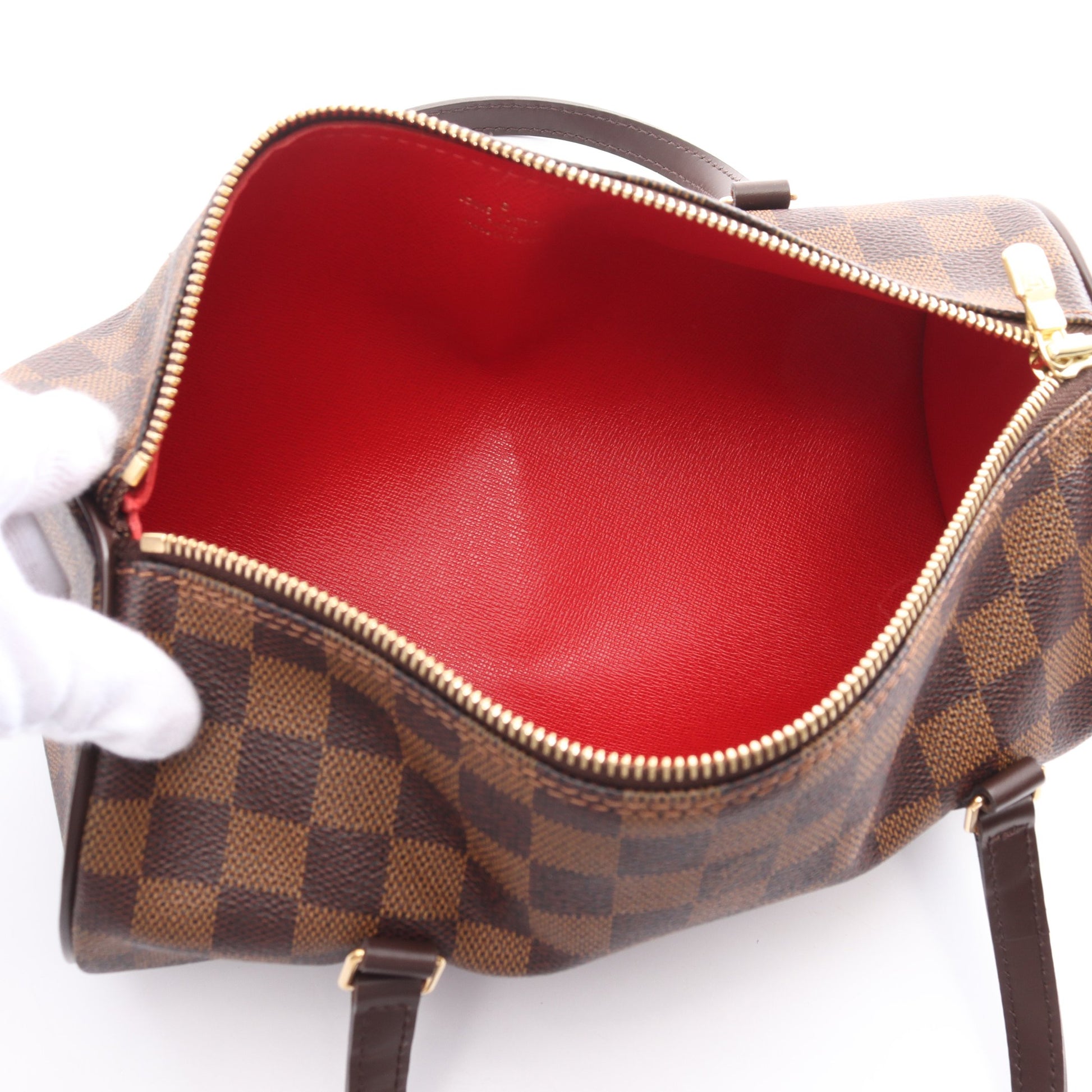 パピヨン26 ダミエエベヌ ハンドバッグ PVC レザー ブラウン ルイヴィトン バッグ LOUIS VUITTON