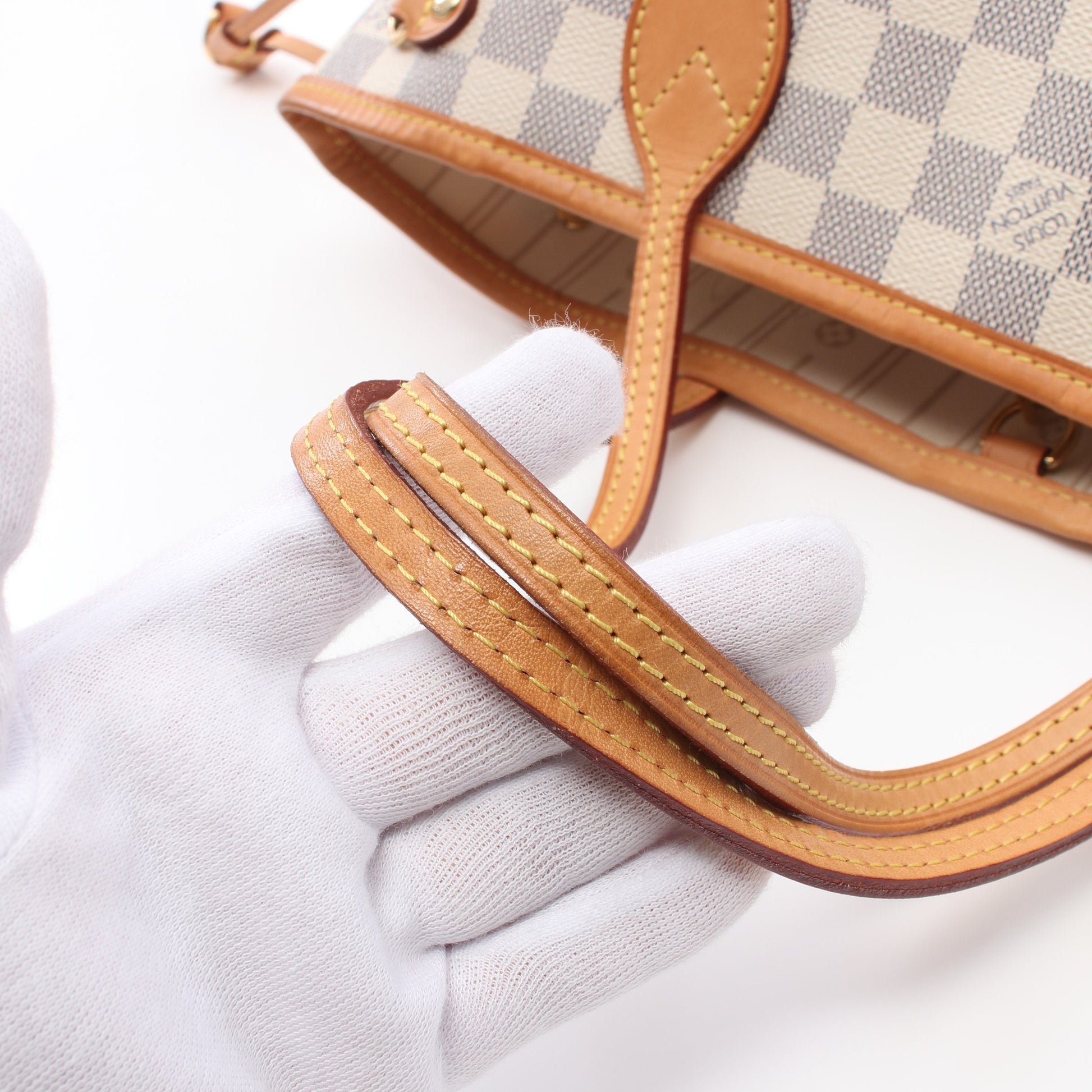 ネヴァーフルPM ダミエアズール ハンドバッグ トートバッグ PVC レザー ホワイト ルイヴィトン バッグ LOUIS VUITTON