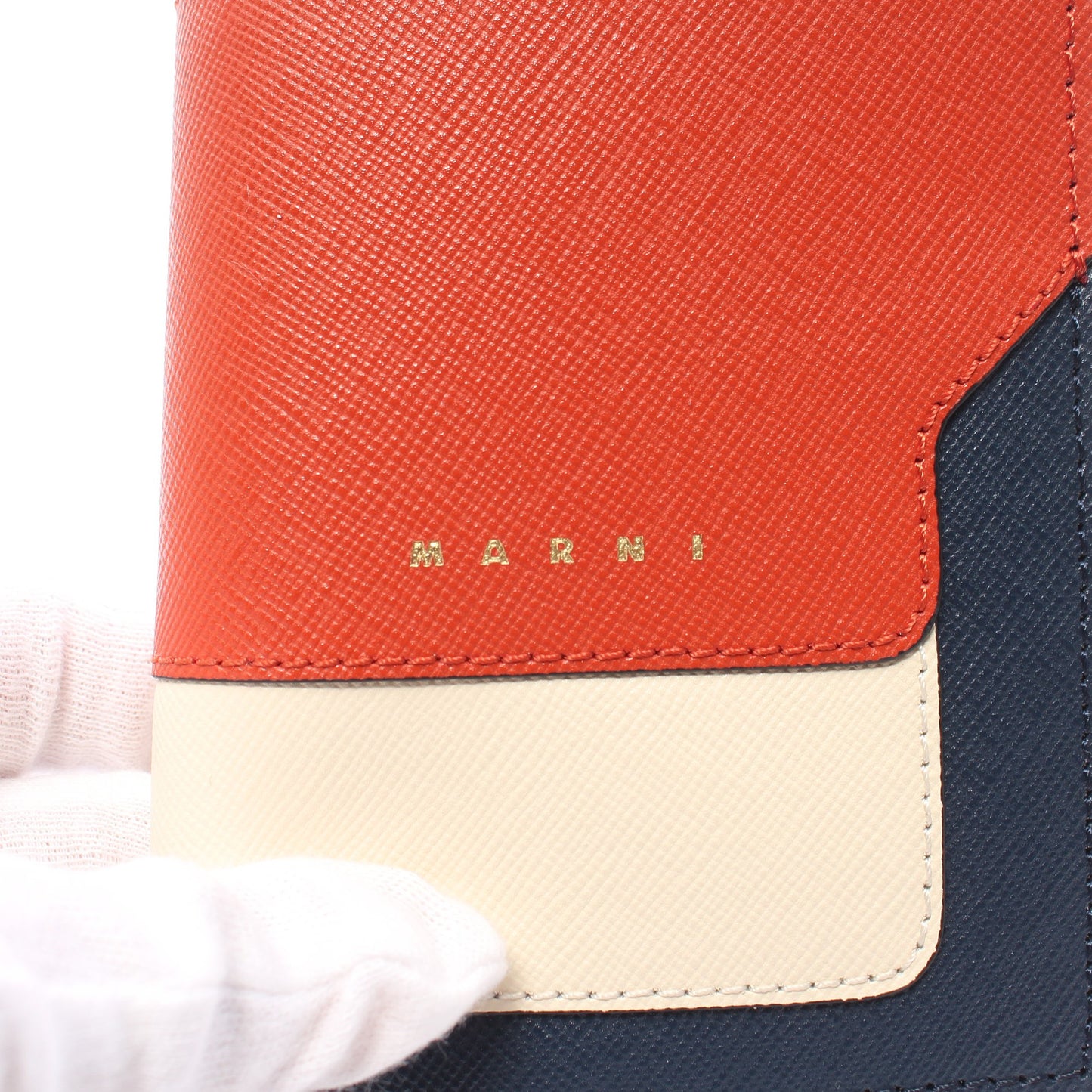 バイフォールドウォレット 二つ折り長財布 レザー レッド マルチカラー マルニ 財布・小物 MARNI