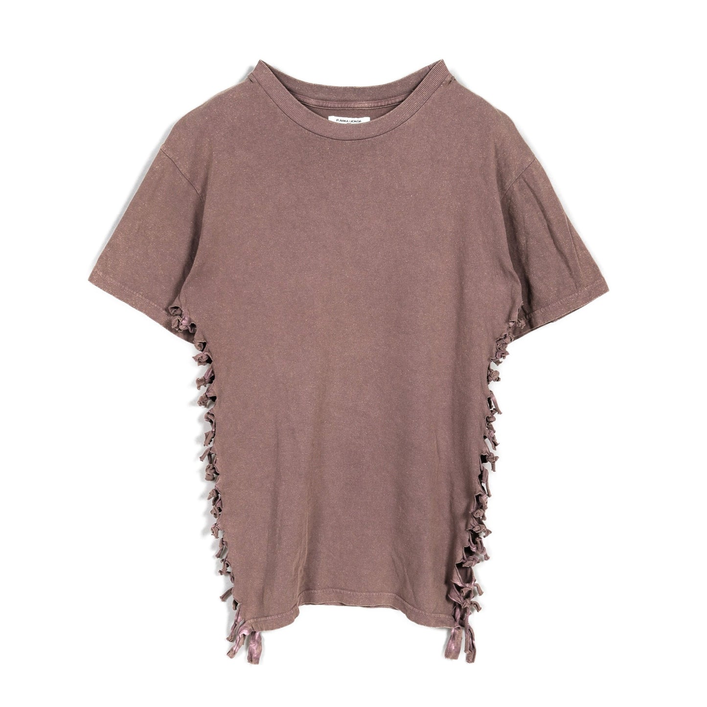 OVERDYED SIDE SHIRRING TEE Tシャツ コットン ブラウン 21SS フミカウチダ トップス FUMIKA UCHIDA